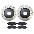 AutoShack Front Drilled Slotted Brake Rotors Black and Performance Ceramic Pads Kit Driver and Passenger SIde Replacement for Suzuki Equator Nissan Xterra Pathfinder 2005-2019 Frontier PERF414141094