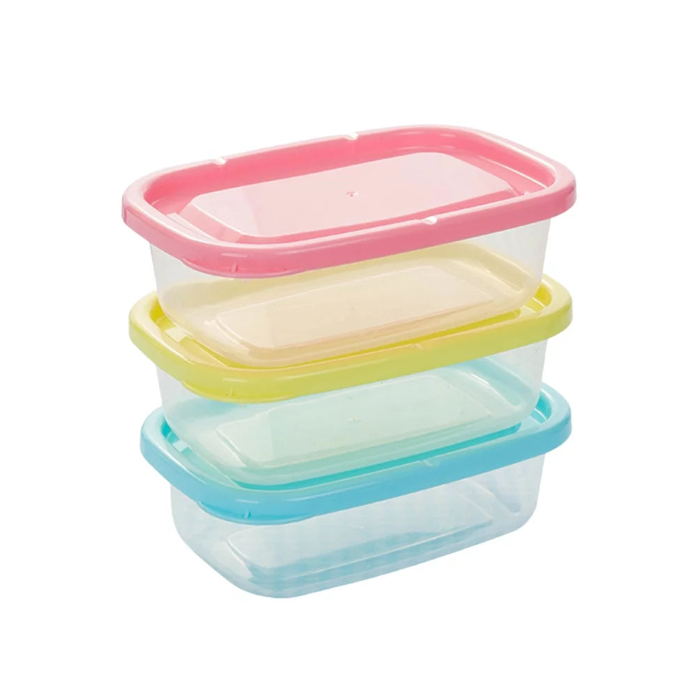4pcs 200ml Mini Plastic Crisper Rectangular Food Container Kitchen Sealed Box for Refrigerator Microwave Oven (Random Color)