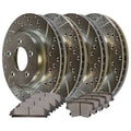 AutoShack Front and Rear Drilled Slotted Brake Rotors Silver and Ceramic Pads Kit Replacement for 2005-2010 2011 2012 2013 2014 Chrysler 300 2009-2011 Dodge Challenger 3.5L 3.6L 5.7L V6 V8 AWD RWD