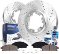 Detroit Axle - Front Brake Kit for Nissan Pathfinder 1998-2004 - [Infiniti QX4 1998-2003] Drilled & Slotted Disc Brakes Rotors and Ceramic Brake Pads Replacement