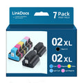 LinkDocs Replacement HP 02xl Ink Cartridges Combo Pack used with HP PhotoSmart 3110 3210 3210v 3210xi 3310 3310xi 8250 Printer(2 Black,1 Cyan,1 Magenta,1 Yellow,1 Light Cyan,1 Light Magenta,7-Pack)