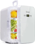 AstroAI 10L/15 Can Mini Fridge, Digital Display for Skincare, Cosmetics, Foods, Medications, AC/ DC Portable Cooler/Warmer Refrigerators For Home and Travel, White