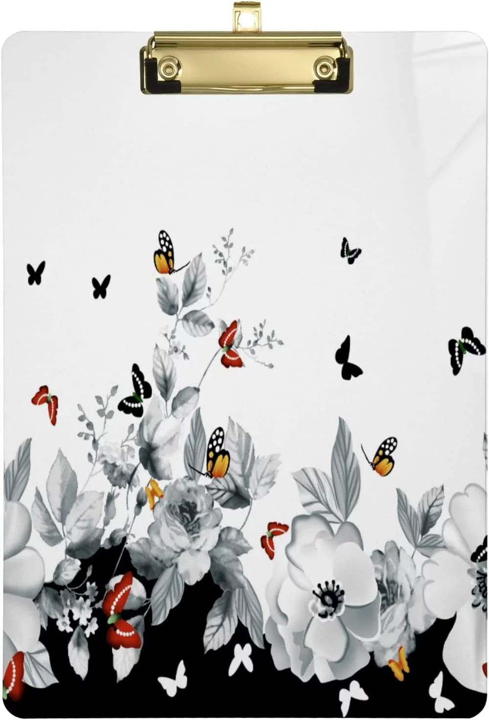 FMSHPON Butterfly Cherry Blossom Clipboard Hardboard Wood Nursing Clip Board and Pull for Standard A4 Letter 13x9 inches