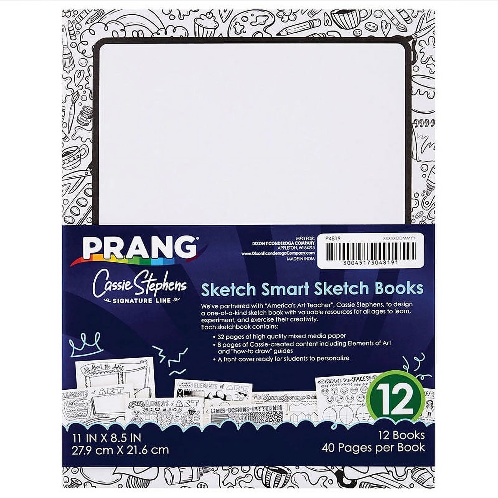 Sketch Smart Sketch Book, White, 11 x 8.5, 40 Sheets, Pack of 12 | Bundle of 2 Packs