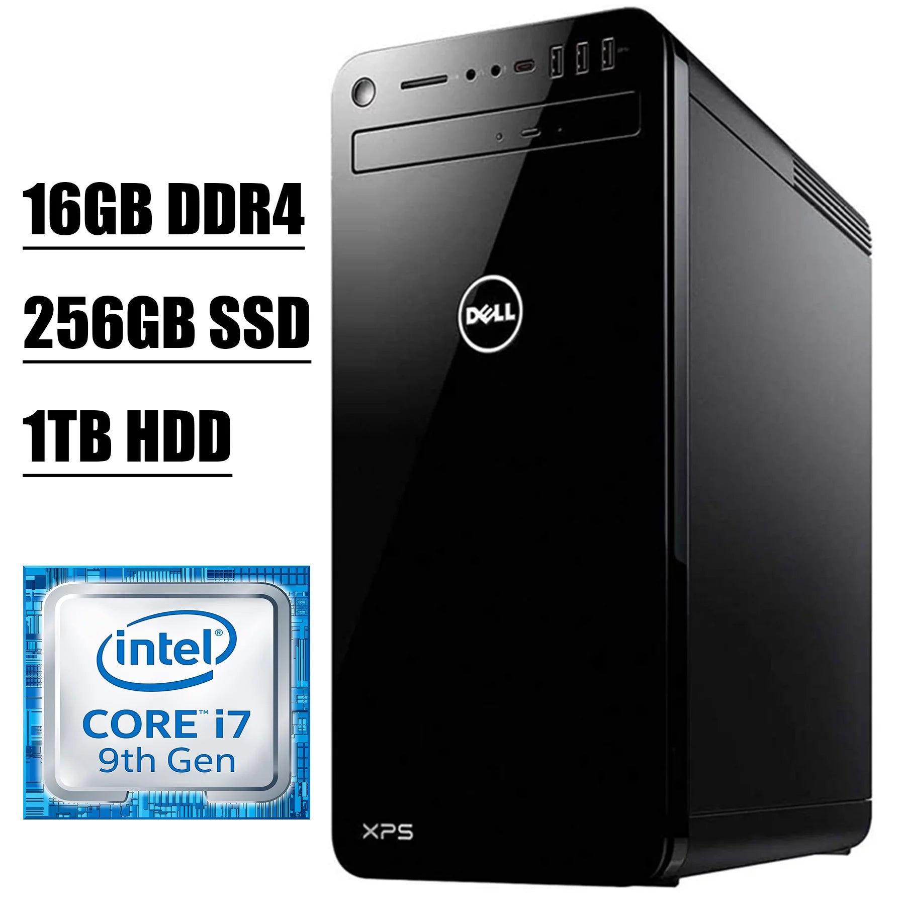 2020 Flagship Dell XPS 8930 Desktop Computer I 9th Gen Intel Octa-Core i7-9700 Up to 4.7GHz I 16GB DDR4 256GB SSD 1TB HDD I Nvidia GeForce GTX1650 4GB HDMI USB-C 3.1 Bluetooth 4.2 DVD Win 10