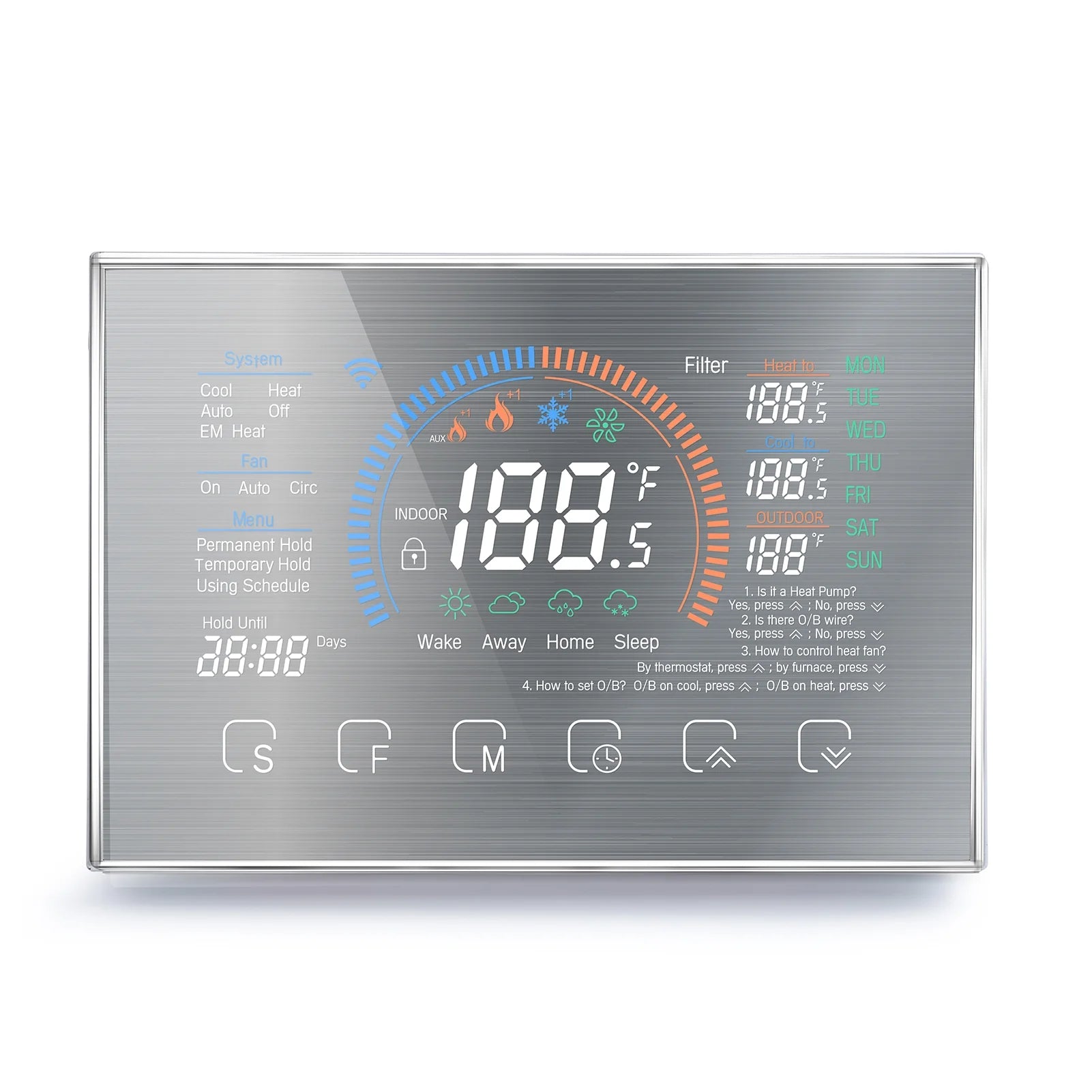 Suzicca WiFi Smart Heat Pump Room Controller 4.8 Inch Color LCD Screen Programmable Touch Control/ Mobile APP/ Voice Control Compatible with / Home for Home Office Hotel