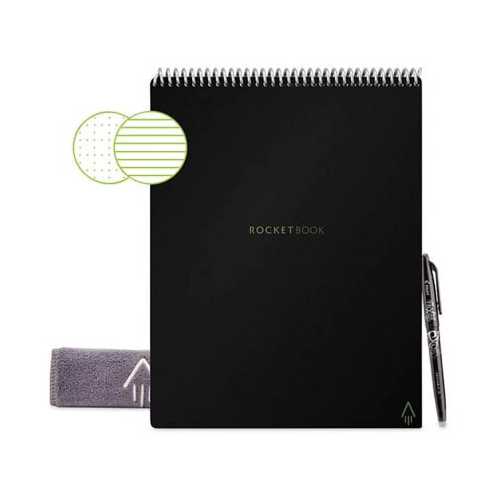 Flip Smart Notepad, Black Cover, Lined/Dot Grid Rule, 8.5 x 11, White, 16 Sheets | Bundle of 5 Each
