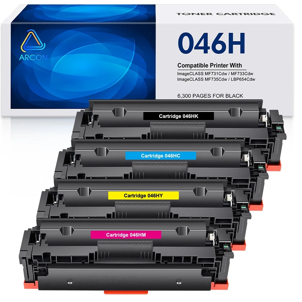Arcon Compatible 046H Toner Cartridge Replacement for Canon 046 046H MF733Cdw CRG-046H Color ImageCLASS MF733Cdw MF731Cdw MF735Cdw LBP654Cdw MF733 Printer Ink (Black Cyan Yellow Magenta, 4-Pack)