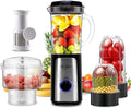5 in 1 Blender and Food Processor Combo for Kitchen, Small Electric Food Chopper for Meat and Vegetable, 350W High Speed Blenders with 2 Speeds and Pulse for Smoothies and Shakes