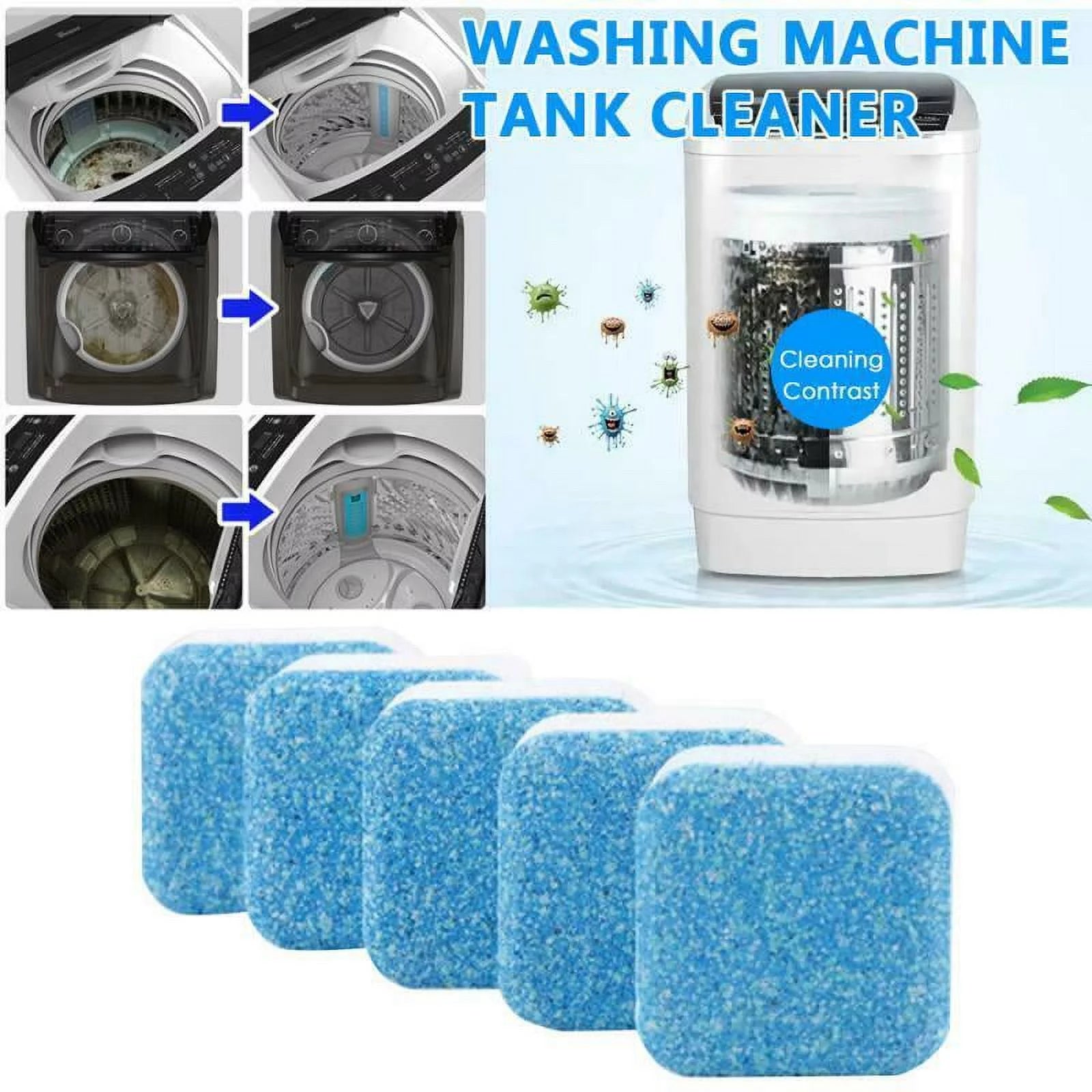Washing Machine Cleaner Descaler 24Pcs - Deep Cleaning Tablets For HE Front Loader & Top Load Washer, Clean Inside Drum And Laundry Tub Seal