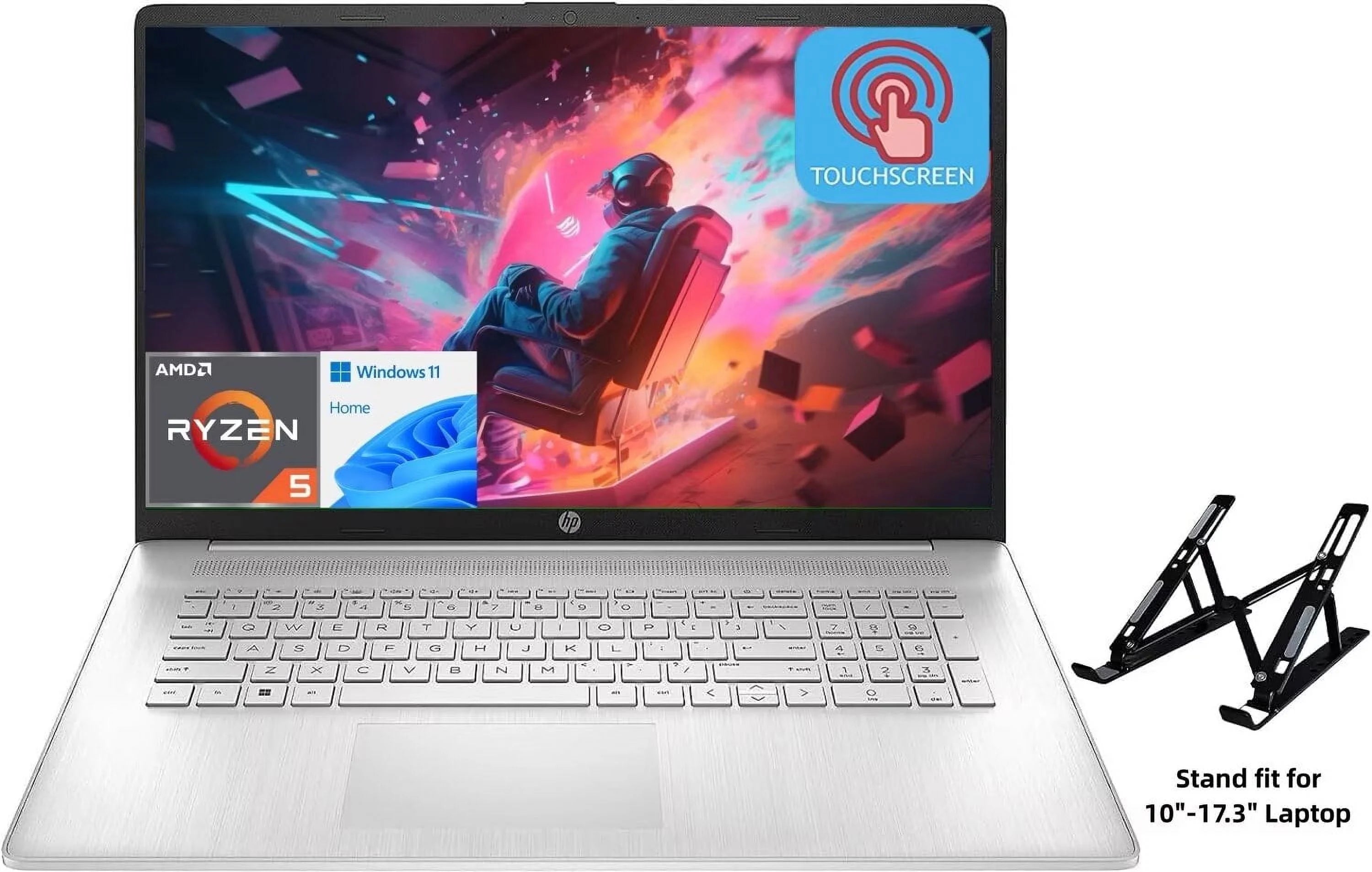 HP 17.3 Business Laptop, Touchscreen HD+ Laptops, AMD Ryzen 5 7530U Processor (Beats i7-1165G7), 16GB RAM, 1TB SSD, AMD Radeon R5 Graphics, Windows 11 Home, Laptop Stand