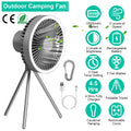 10000mAh Battery Powered Camping Fan with Lantern iMounTEK Hanging Tripod Fan Tent Fan with Emergency Power Bank Timer Adjustable Speed Brightness