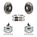 Transit Auto Rear Disc Brake Coated Caliper Drilled Slotted Rotors And Ceramic Pads Kit For 2010-2013 Audi A3 Quattro With 256mm Diameter Rotor KCD-101259N