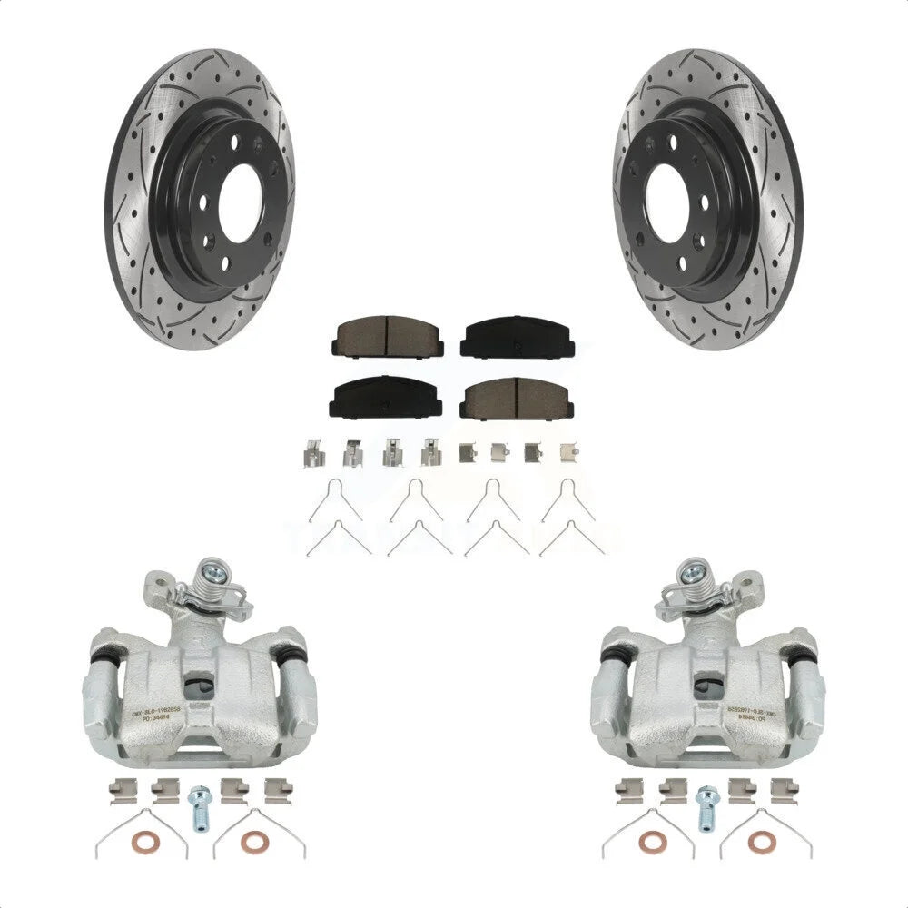 Transit Auto Rear Disc Brake Coated Caliper Drilled Slotted Rotors And Ceramic Pads Kit For 2003-2005 Mazda 6 KCD-100511C