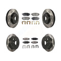 Transit Auto - Front Rear Coated Drilled Slotted Disc Brake Rotors And Ceramic Pads Kit For Subaru WRX KDT-100299