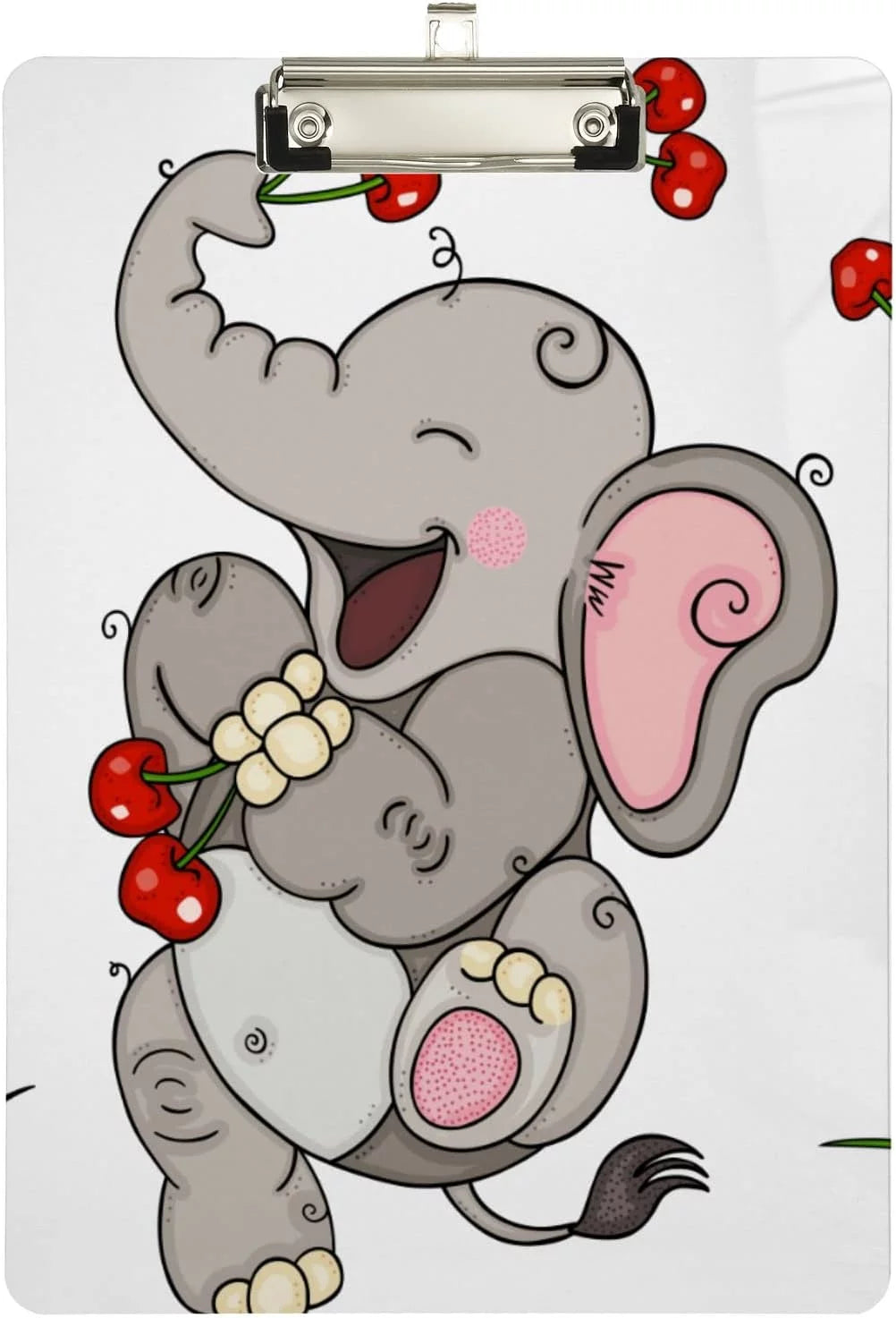 ZHANZZK Elephant Cherry Clipboard Hardboard Wood Nursing Clip Board and Pull for Standard A4 Letter 13x9 inches