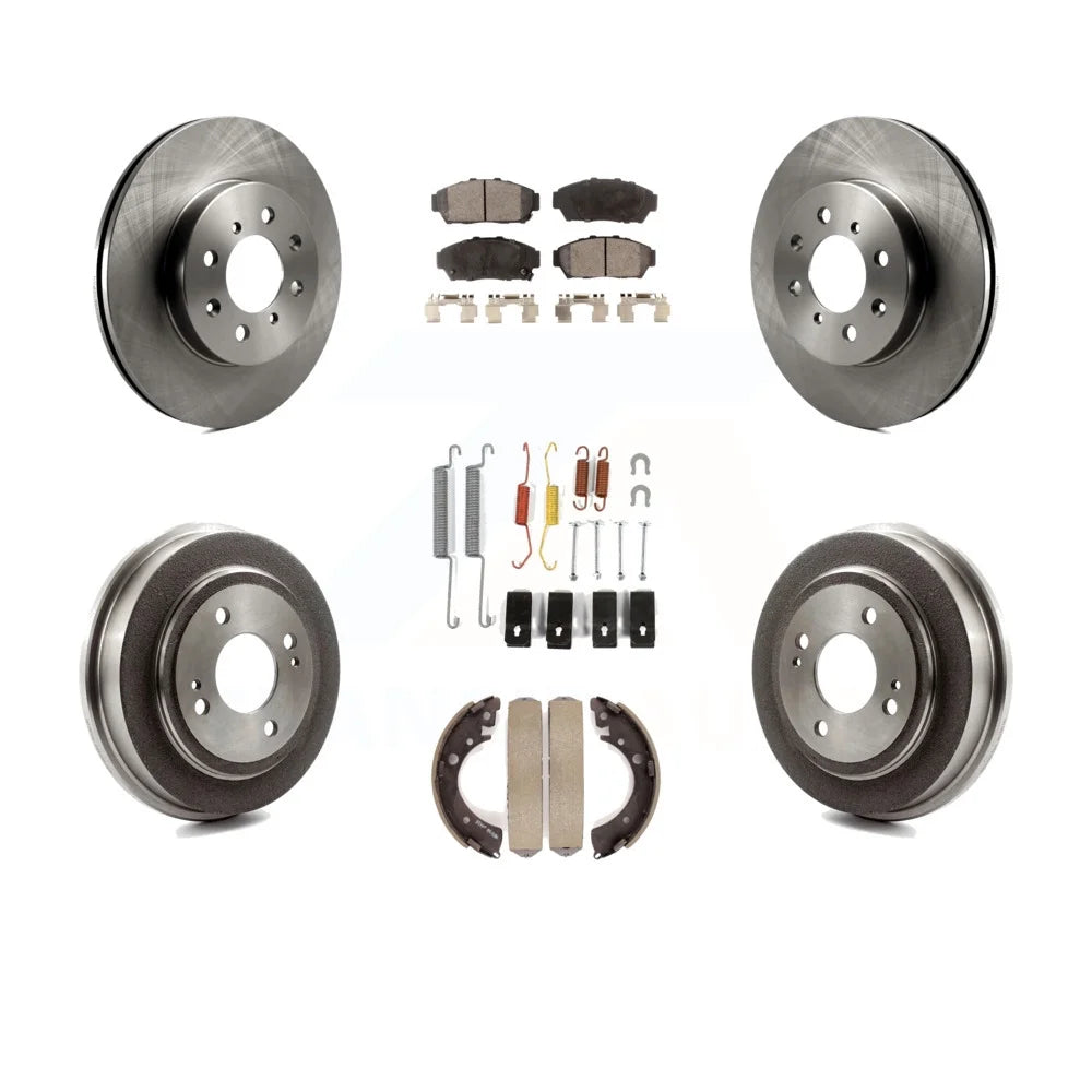 Transit Auto - Front Rear Disc Brake Rotors Ceramic Pads And Drum Kit (7Pc) For Honda Civic K8T-102212