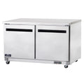 Arctic Air AUC60F 60-Inch Two-Door Undercounter Work Top Freezer, Stainless Steel, 1/2-HP, 115v