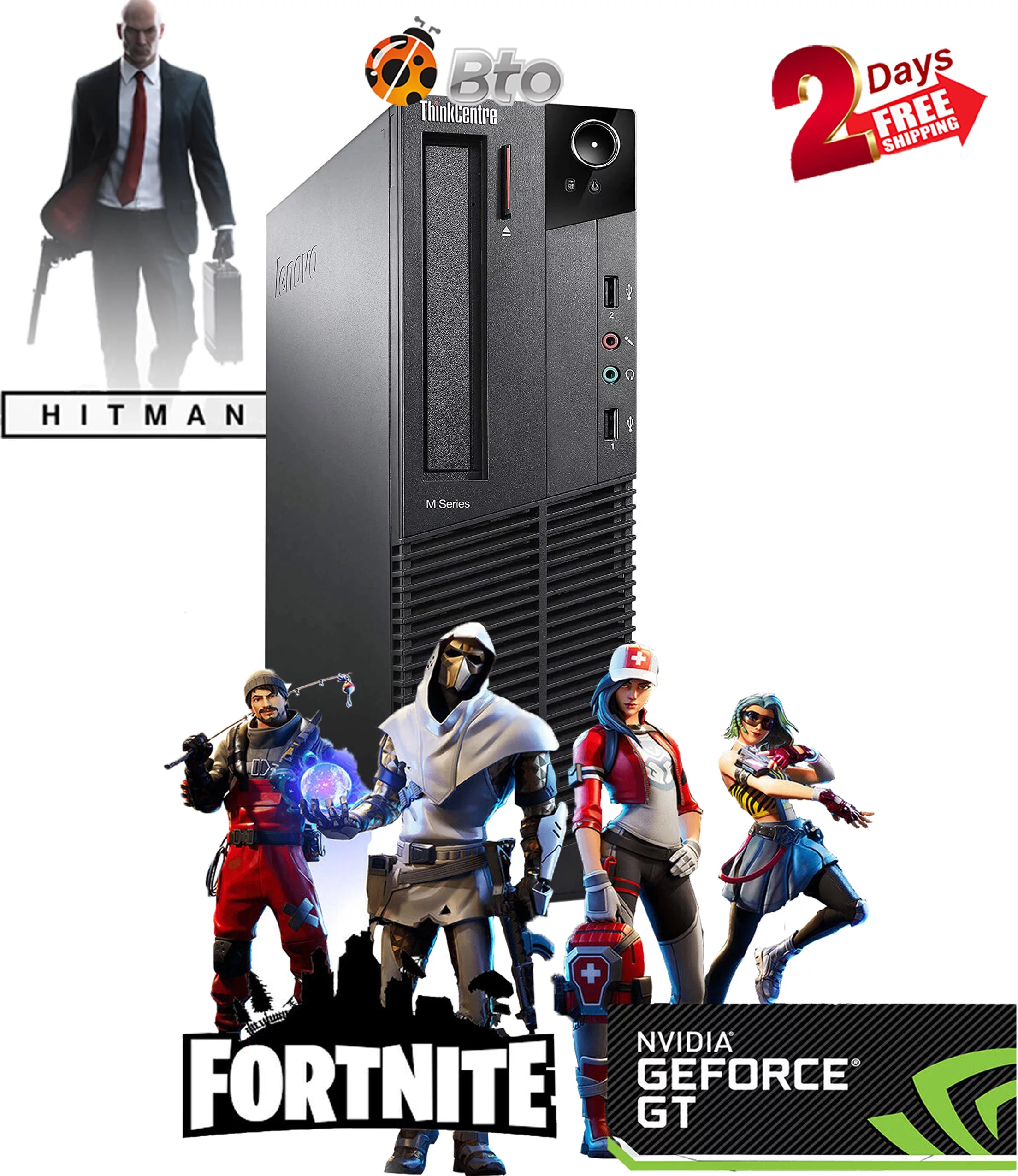 Pre-Owned Gaming Lenovo Thinkcentre M81 SFF Desktop Computer Core i5, 8GB Ram, 500GB SSD, Nvidia GT 730 4GB, Keyboard & Mouse, WiFi, Bluetooth, Win10 Home (Refurbished)
