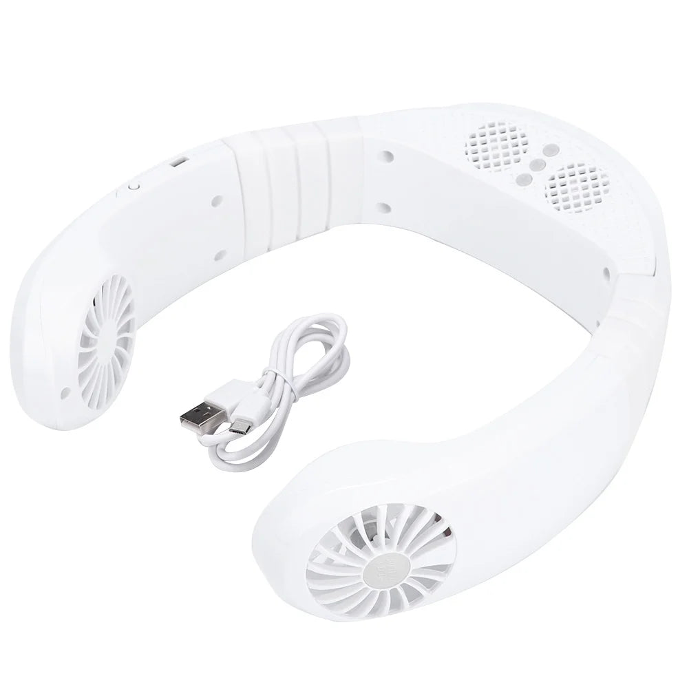 Eatbuy easy to carry Silent motor Neck Fan USB Fan USB charging Sports Fan for home office(White)