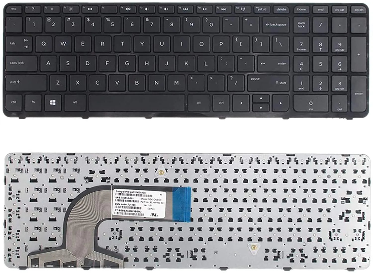 TLBTEK Replacement Keyboard with Frame Compatib HP Pavilio 15-d 15-f 15-g 15-r 15-e 15-f387wm 15-d035dx 15-f233wm 15-f272wm 15-f010wm 15-n290nr 15-e 15-f222wm 15-f271wm US Layout