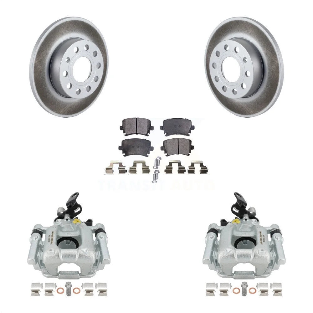Transit Auto Rear Disc Brake Caliper Coated Rotors And Semi-Metallic Pads Kit For 2010-2013 Audi A3 Quattro With 256mm Diameter Rotor KCG-100055P