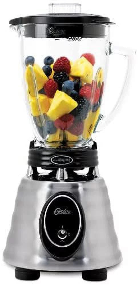 Oster BPCT02-BA0-000 6-Cup Glass Jar 2-Speed Toggle Beehive Blender, Brushed Stainless