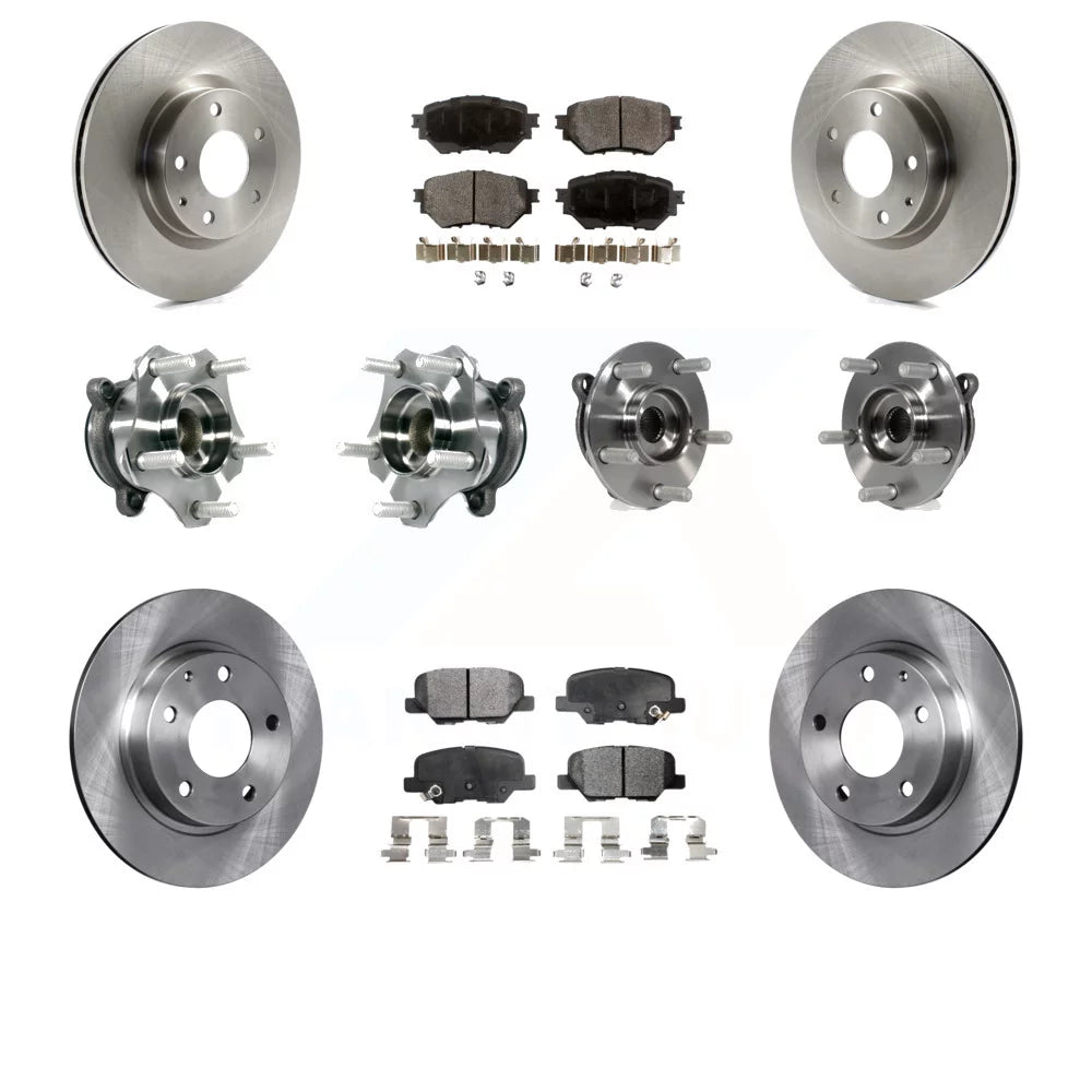 Transit Auto - Front Rear Hub Bearings Assembly Disc Brake Rotors And Semi-Metallic Pads Kit (10Pc) For Mazda 3 Sport 2.5L KBB-113326
