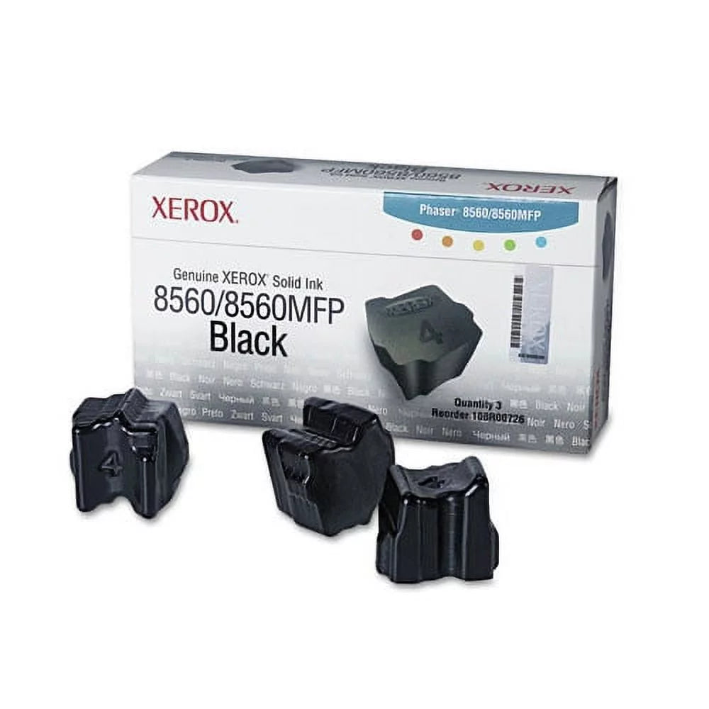 Xerox 108R00726 3400 Page Yield Solid Ink Sticks for Phaser 8560/8560MFP - Black (3/Box)