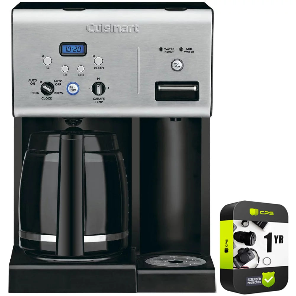 Cuisinart CHW-12 Coffee Plus 12-Cup Programmable Coffeemaker with Hot Water System Black Bundle with 1 Year Extended Protection Plan