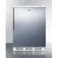 Commercial freestanding counter height all-freezer capable of -25 C operation, with lock, wrapped stainless steel door and thin handle