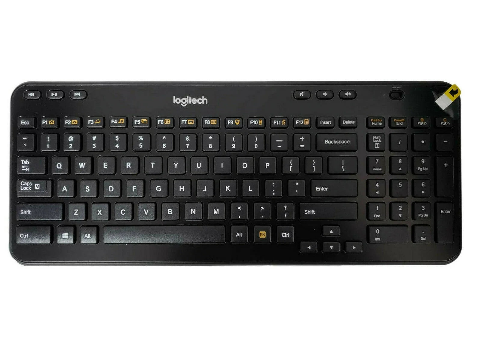 Logitech K360 Wireless USB Desktop Keyboard Compact Full Keyboard, 3-Year Battery Life (Glossy Black) - Used