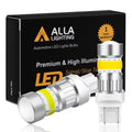 Alla Lighting 2800lm T20 7443 7440 LED Lights Bulb COB-72 Back-up Reverse, DRL, Turn Signal, Brake Stop TaIl Lights Replacement for Cars, Trucks, 6000K Xenon White (Set of 2)