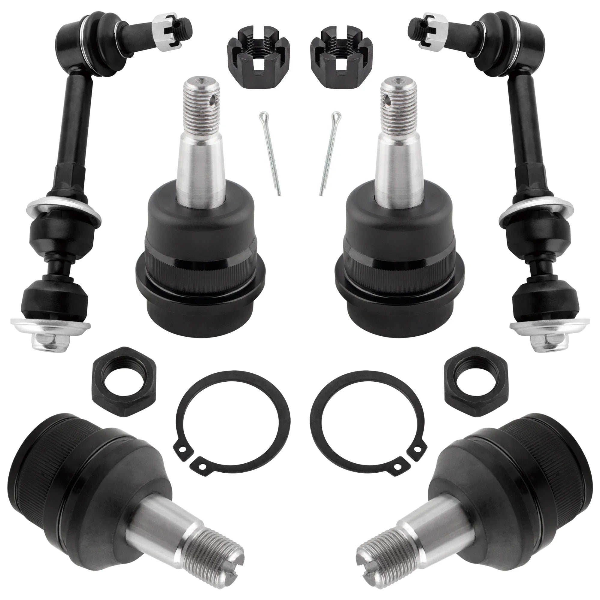 BOXI (Set of 6) Front Upper & Lower Ball Joints + Front Stabilizer Sway Bar End Links Kit Fit for Dodge Ram 1500 2500 4WD 1995 1996 1997 1998 1999 | Replace K7280 K8195 K3134