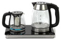 Middle Eastern Persian Iranian Arab Turkish Style Electric Cordless Tea Maker Samovar Stainless Steel Glass Double Kettle Smart Keep Warm Tray Plate