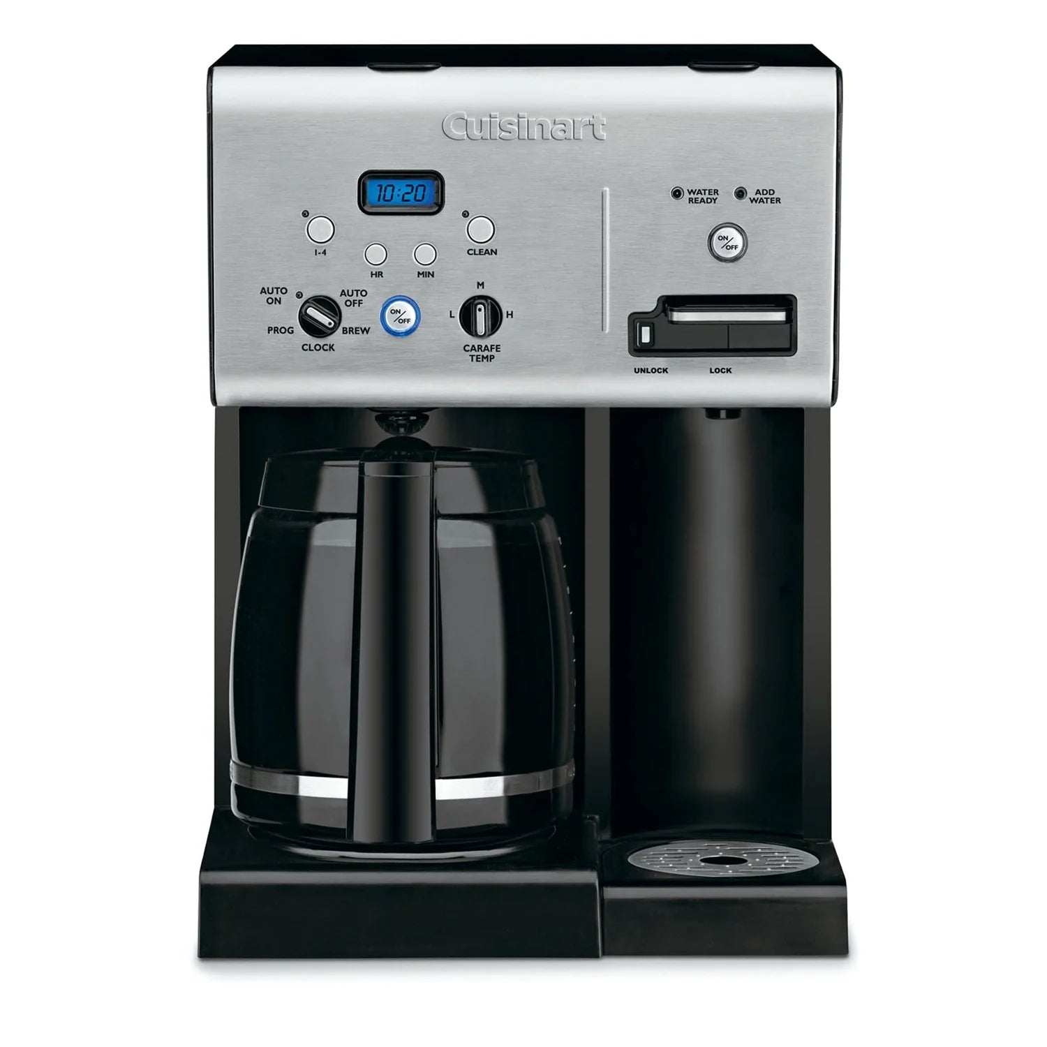 Restored Cuisinart Coffee Plus 12-Cup Programmable Coffeemaker Plus Hot Water System , Black, Stainless (Refurbished)