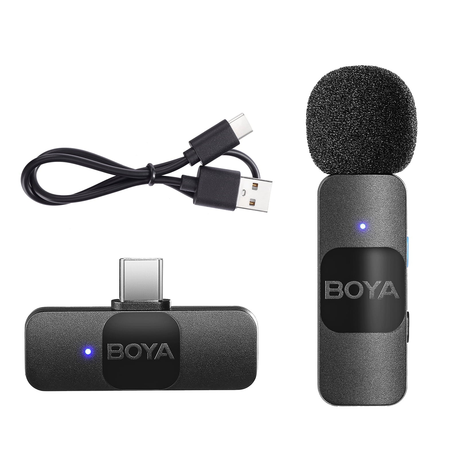 BOYA BY-V10 Wireless Microphone System, Clip-on Phone Mic for Type-C Android, Smart Noise Reduction, 50M Transmission