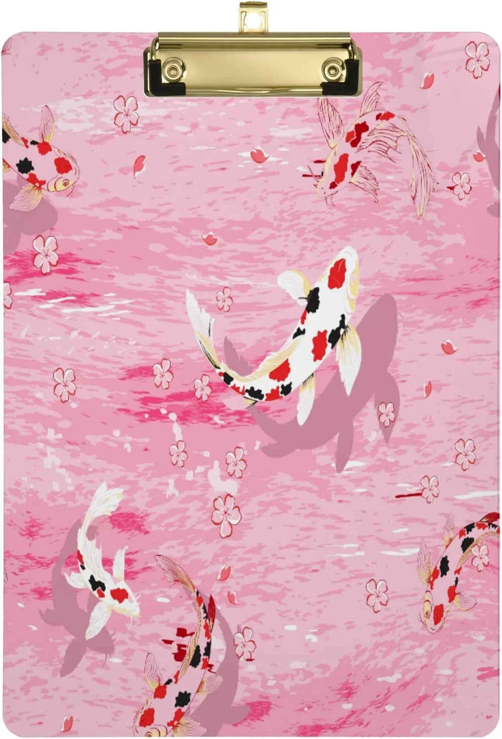 KXMDXA Spring Cherry Blossom Flower Fish Clipboard Hardboard Wood Nursing Clip Board and Pull for Standard A4 Letter 13x9 inches