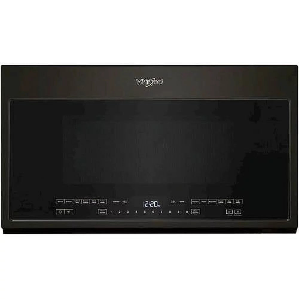 Whirlpool - 2.1 Cu. Ft. Over-the-Range Microwave with Steam Cooking - Black stainless steel