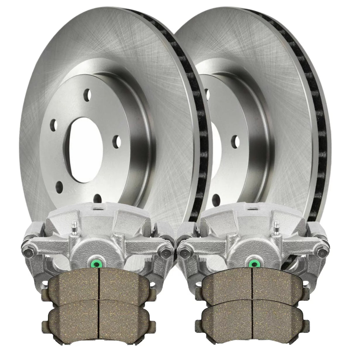 AutoShack Front Brake Calipers Ceramic Pads Rotors Kit Driver and Passenger Side Replacement for 2008 2009 2010 2011 2012 2013 Nissan Rogue 2014-2015 Rogue Select 2.5L AWD FWD