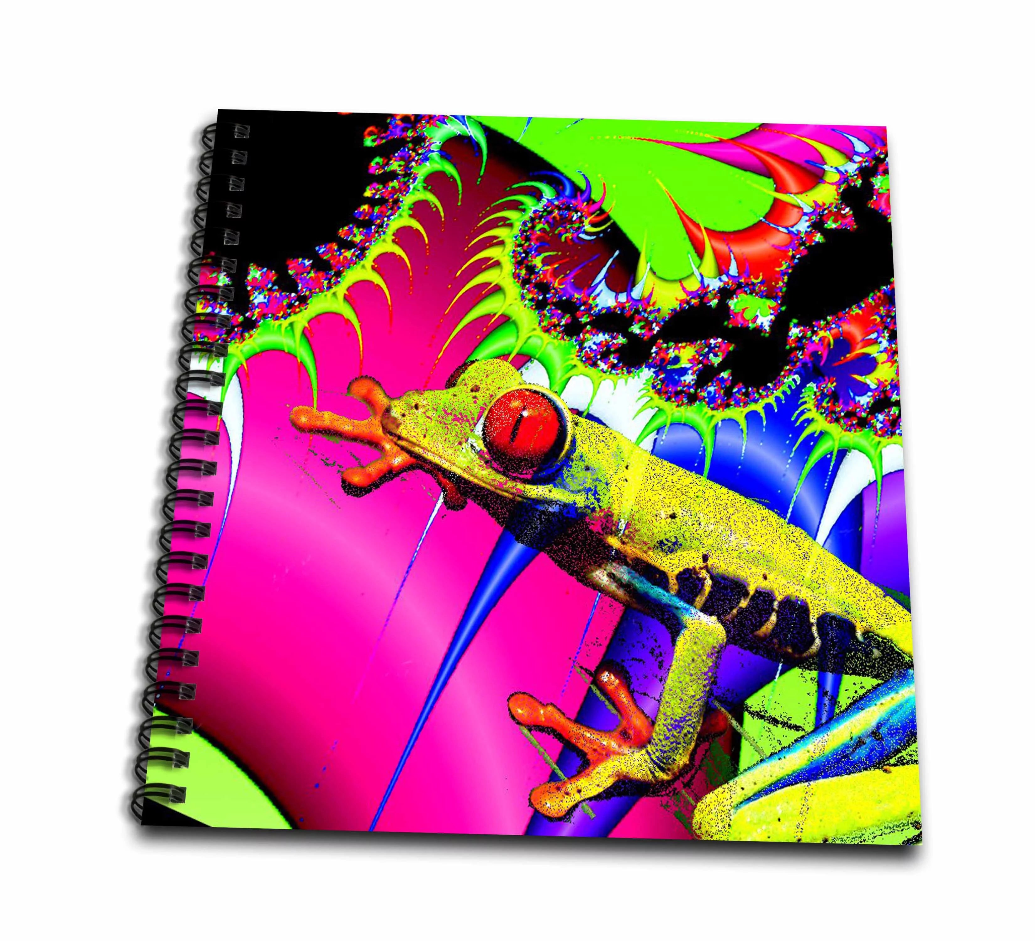 3dRose Funky Frog Fractal Abstract Digital Art - Drawing Book, 8 by 8-inch